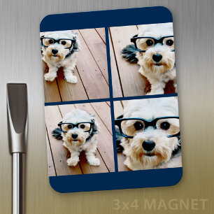 Create Your Own Photo Collage - Navy 4 Pictures Magnet