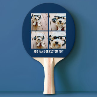 Create Your Own Photo Collage Navy 4 Pictures Ping Pong Paddle