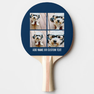 Create Your Own Photo Collage Navy 4 Pictures Ping Pong Paddle