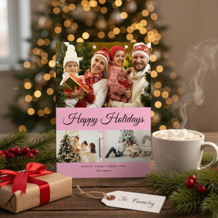 Create Your Own Photo Collage Purple Background Holiday Card