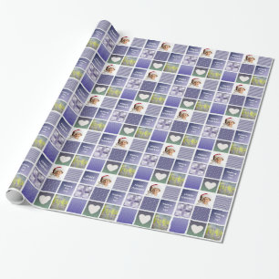 Create Your Own Photo Collage Purple  Wrapping Paper