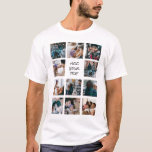 Create Your Own Photo Collage T-Shirt<br><div class="desc">Personalized photo t-shirt featuring a 11 square pictures for you to change to your own,  and a simple editable text template. Photo tip: Crop your photos into squares before uploading ensuring subject is in the centre for best results.</div>
