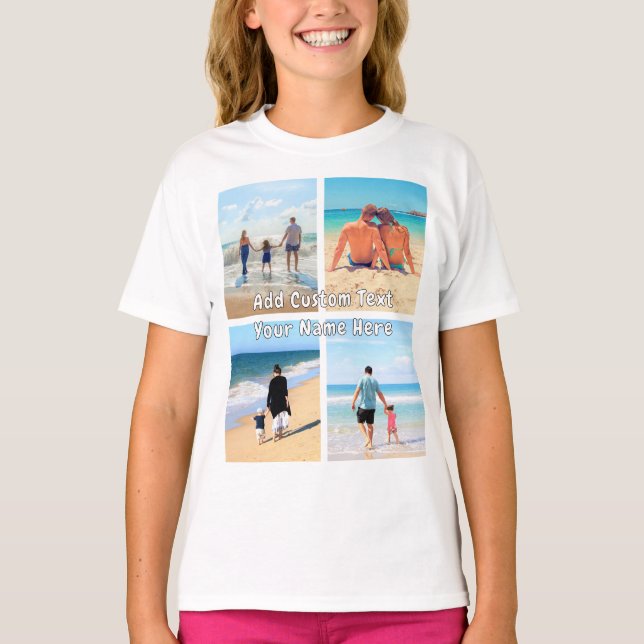 Create Your Own Photo Collage T-Shirt Custom Text (Front)