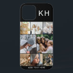 Create Your Own Photo Collage & Text Custom Colour iPhone 12 Case<br><div class="desc">Have fun designing your very own iphone phone case. Featuring a modern instagram photo collage,  initials and space to add your own text. Background is fashionable black but can be changed to any colour.</div>