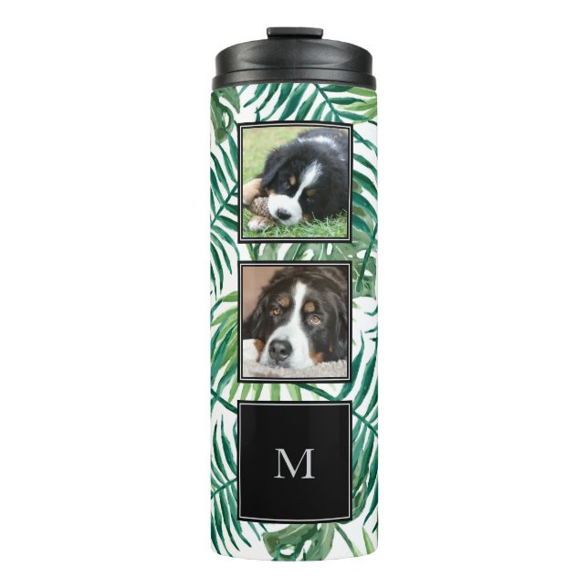 Create your own photo collage tropical leaves thermal tumbler (Front)