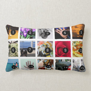 Create Your Own Photo collage with 15 images Lumbar Pillow