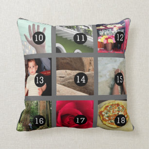 Create Your Own Photo collage with 18 images Throw Pillow