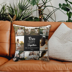 Create Your Own Photo Custom Family Keepsake Black Throw Pillow