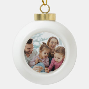 Create Your Own Photo Custom Pic Double Sided Ceramic Ball Christmas Ornament