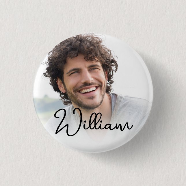 Create your Own Photo Custom Picture Name 1 Inch Round Button (Front)