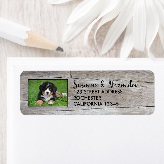 Create your own photo family wood return address (Insitu)