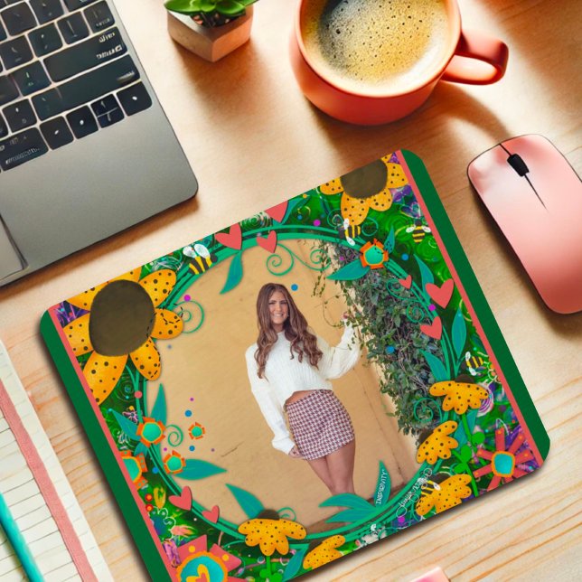 Create Your Own Photo Girly Floral Heart Elegant   Mouse Pad (Creator Uploaded)