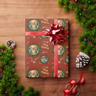 Create your own photo Merry Christmas script Wrapping Paper