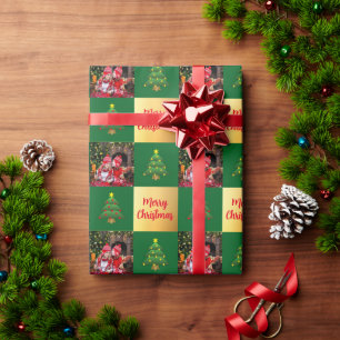 Create your own photo Merry Christmas script Wrapping Paper