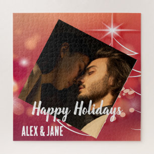 Create your own photo modern script text holidays  jigsaw puzzle