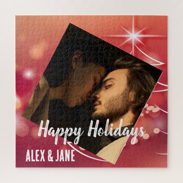 Create your own photo modern script text holidays  jigsaw puzzle (Vertical)