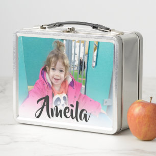Create Your Own Photo Personalized Kid Name Metal Lunch Box