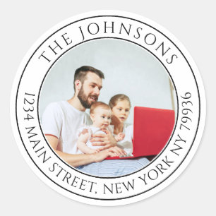 Create Your Own Photo Round Return Address Classic Round Sticker