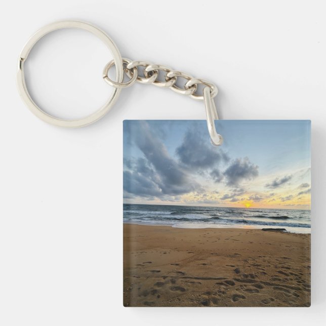 Create Your Own Photo Simple beach sunrise Keychain (Front)