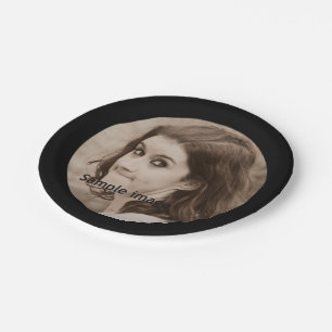 Create Your Own Photo   Simple Modern Black Party Paper Plate