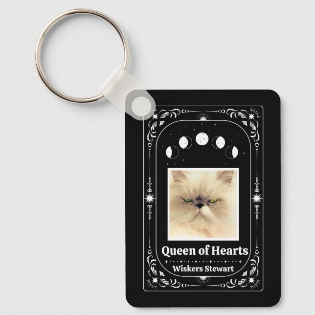 Create Your Own Photo Tarot Cat Lover Pet Keepsake Keychain (Front)