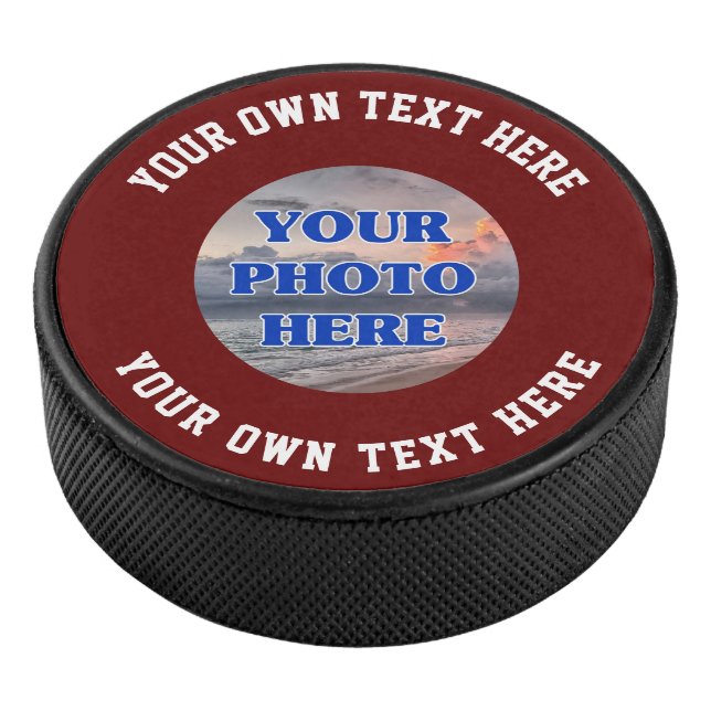 Create Your Own Photo Text Personalized Hockey Puc Hockey Puck (3/4)
