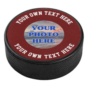 Create Your Own Photo Text Personalized Hockey Puc Puck