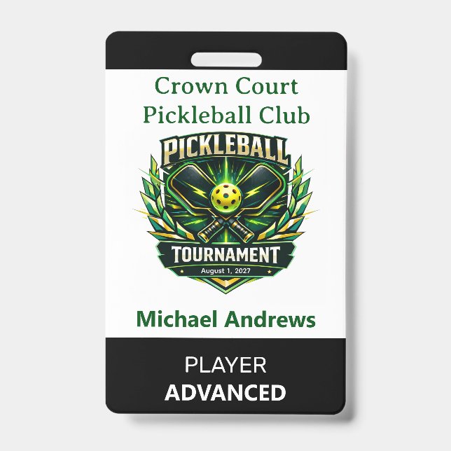 Create Your Own Pickleball Tournament Badge (Front)