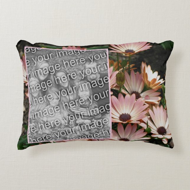 Create Your Own Pink African Daisy Flowers Photo Accent Pillow (Front)