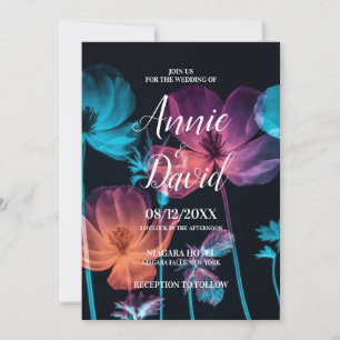 Create Your Own Pink & Blue X-Ray Flowers Wedding Invitation