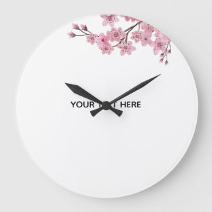 Create Your Own Pink Cherry Blossom Large Clock