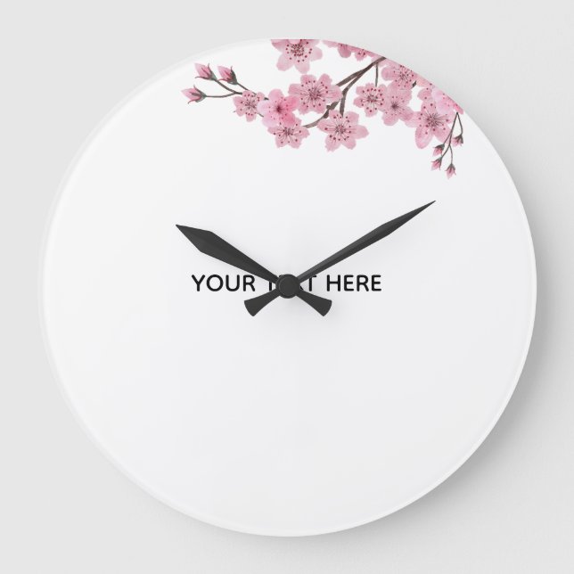 Create Your Own Pink Cherry Blossom Large Clock (Front)