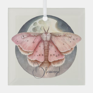 Create Your Own Pink Full Moon Moth Glass Ornament