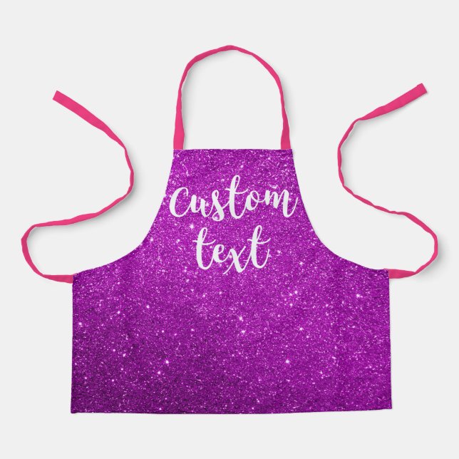 Create Your Own Pink Glitter Personalized Kids Apron (Front)