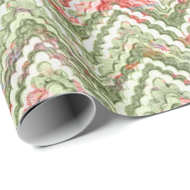 Create Your Own Pink & Green Scalloped Chevron Wrapping Paper (Roll Corner)