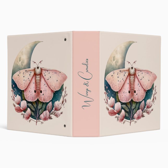 Create Your Own Pink Moon Moth & Flowers Binder (Background)