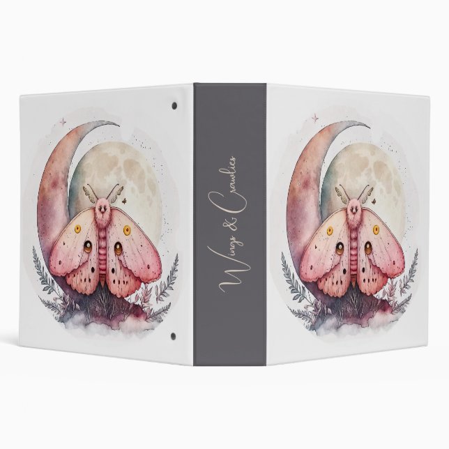Create Your Own Pink Moon Moth & Flowers Binder (Background)