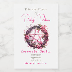 Create Your Own Pink Pentacle Flowers Apothecary  Food Label