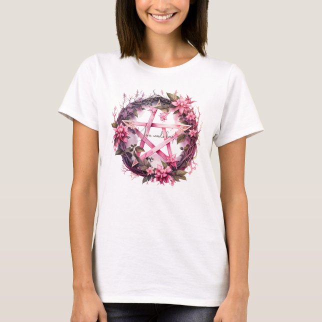 Create Your Own Pink Pentacle Flowers T-Shirt (Front)