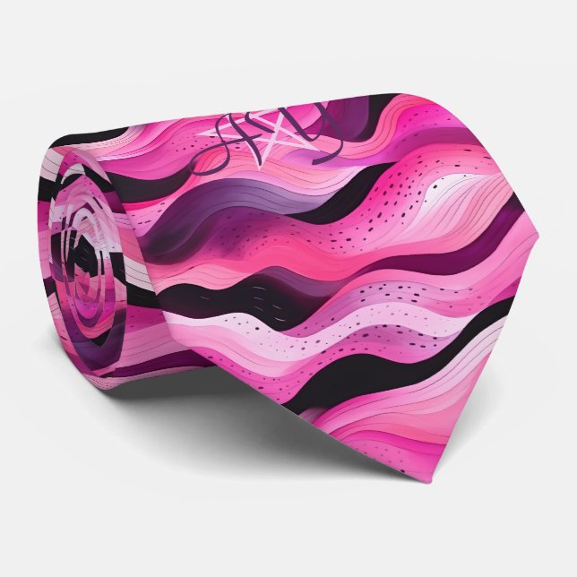 Create Your Own Pink Purple Ombre Waves Tie (Rolled)