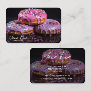 Create Your Own Pink & Purple Sprinkle Doughnuts Business Card