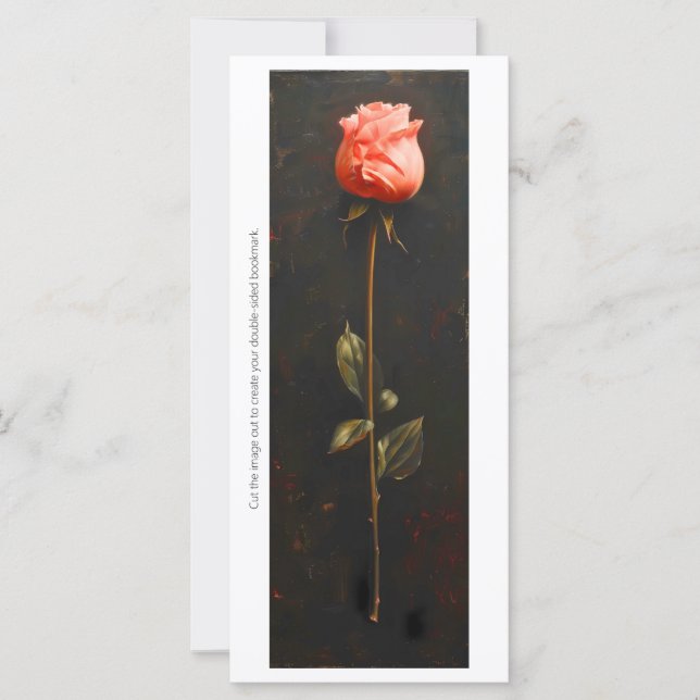 Create Your Own Pink Rose Bud Bookmark Card (Front)