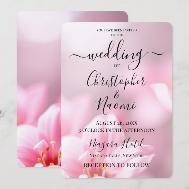 Create Your Own Pink Soft Blur Flower Closeup Invitation (Front/Back)