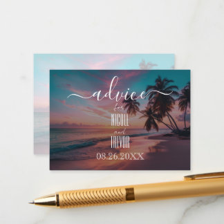 Create Your Own Pink Sunset Tropical Beach Advice Card
