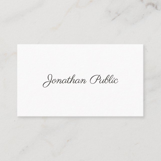 Create Your Own Plain Modern White Design Trendy Business Card (Front)