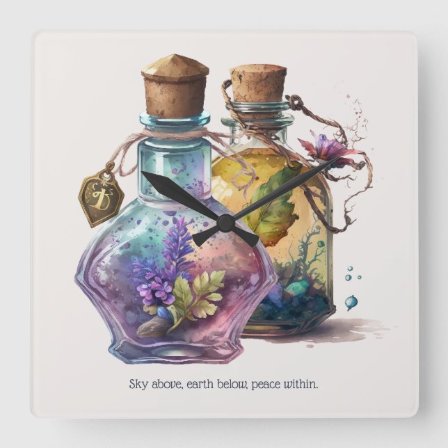 Create Your Own Potion Bottles Square Wall Clock (Front)