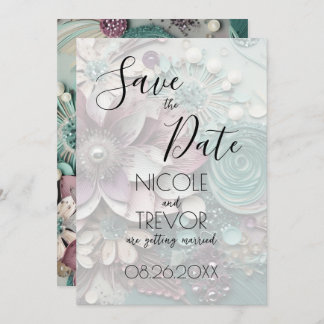 Create Your Own - Pretty Shabby Chic Paper Flowers Save The Date