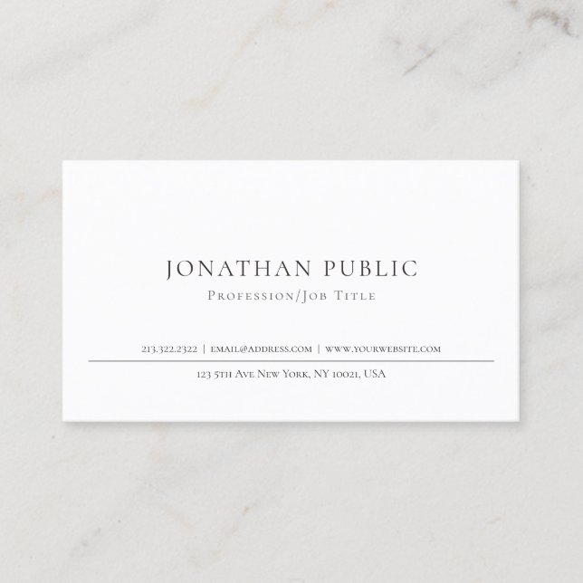 Create Your Own Professional Classic Elegant Clean Business Card (Front)