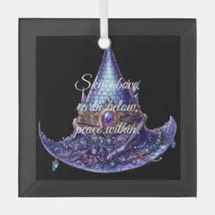 Create Your Own Purple Bejeweled Dragon Witch Hat Glass Ornament