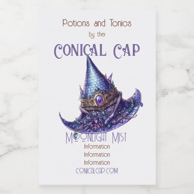 Create Your Own Purple Bejeweled Dragon Witch Hat Wine Label (Single Label)